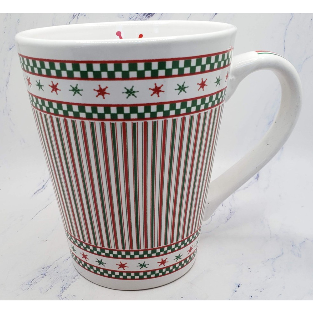 Holiday Peppermint Striped Green and Red Holiday Seasons Ceramic Coffee Mug